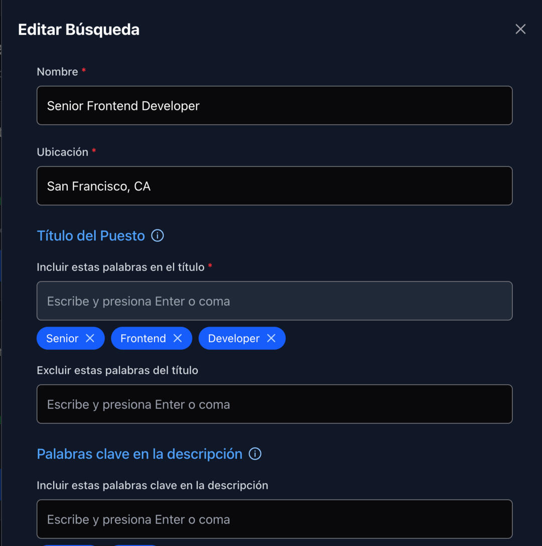 A screenshot showcasing the new search form